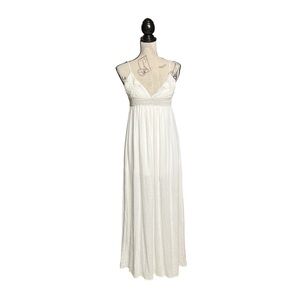 Le Lis White Beach Maxi Crepe Fabric Crochet Dress
